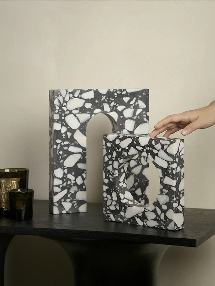Archway Terrazzo Sculpture – Modern Minimalist Stone Accent Decor