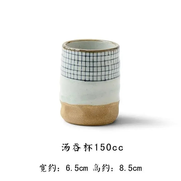 Hand-painted Japanese porcelain tea cup by Decorbites, eco-friendly ceramic mug with blue floral design, 100ml to 200ml capacity.