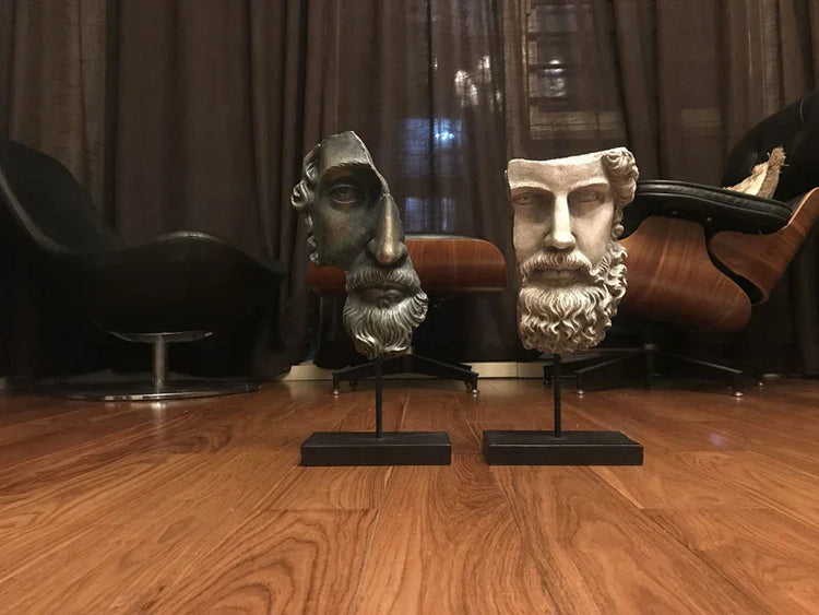 Abstract David face resin sculpture by Decorbites featuring a modern, artistic design with intricate detailing and a smooth finish.