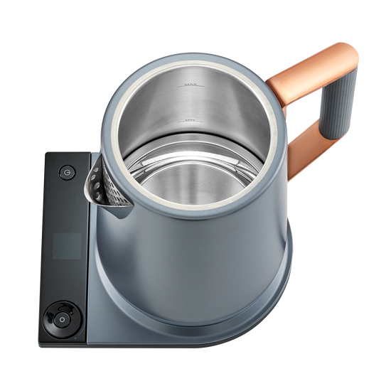 Saki Turkish Tea Maker Pro in copper and slate, featuring a traditional design for brewing Turkish tea.