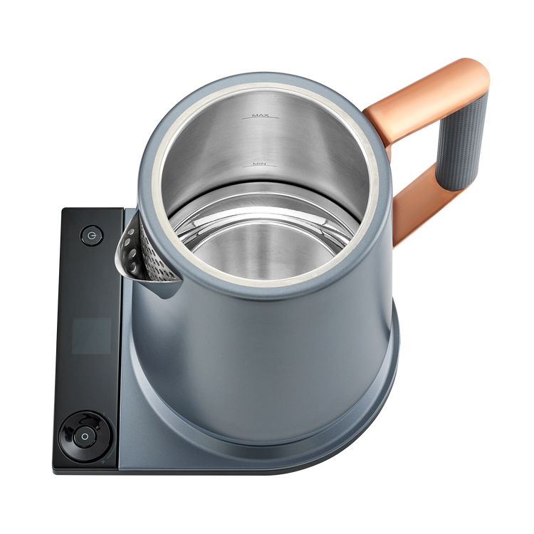 Saki Turkish Tea Maker Pro in copper and slate, featuring a traditional design for brewing Turkish tea.