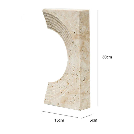 Decorbites archway shape travertine sculpture figurine for home decor, showcasing a smooth stone finish and elegant design.