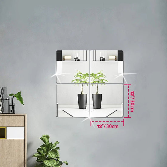 4Pcs 3D Self-Adhesive Mirror Wall Stickers | Modern Home & Kitchen