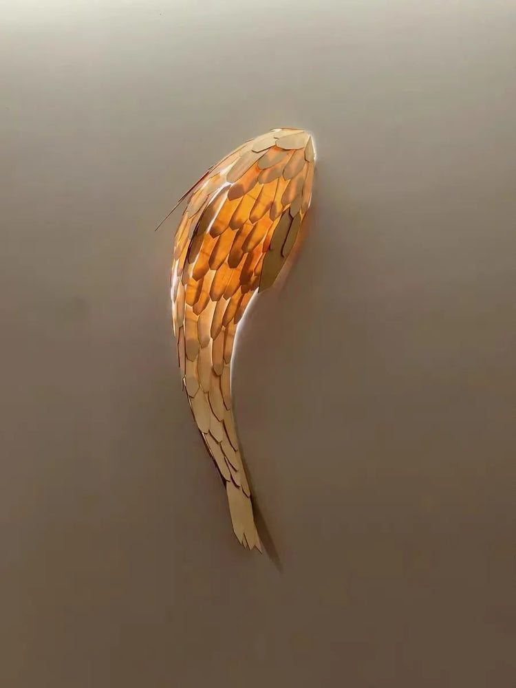 Japanese fish wall lamp sculpture by Dlight Decor, elegant wall art featuring a lighted fish design for modern decor.