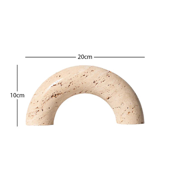 Decorbites archway shape travertine sculpture figurine for home decor, featuring a textured stone finish and elegant design.