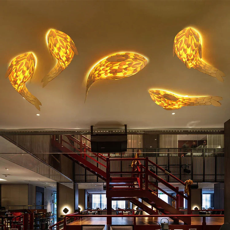 Japanese fish wall lamp sculpture by Dlight Decor, decorative wall art featuring a sleek, modern fish design for home decor.