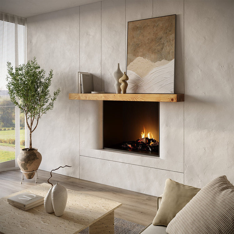 Smooth Solid Floating Timber Fireplace Mantel Shelf | Natural Wood Wall Decor