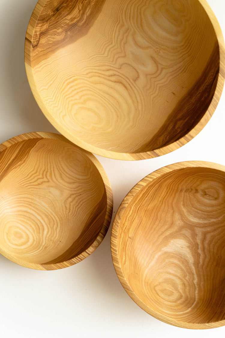 Hand Carved Wooden Nesting Bowl Set - Modern Home & Kitchen
