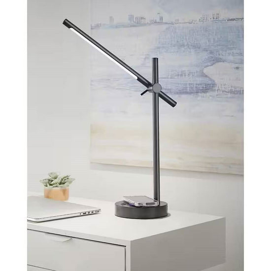 Modern LED Desk Lamp with Wireless Cell Charging Pad in Black – Modern Home & Kitchen