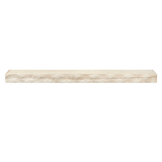 Unfinished Hewn Kitchen floating shelf by Dogberrycollections, made of solid poplar with hand-textured finish, available in various lengths.