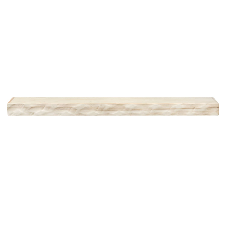 Unfinished Hewn Kitchen floating shelf by Dogberrycollections, made of solid poplar with hand-textured finish, available in various lengths.