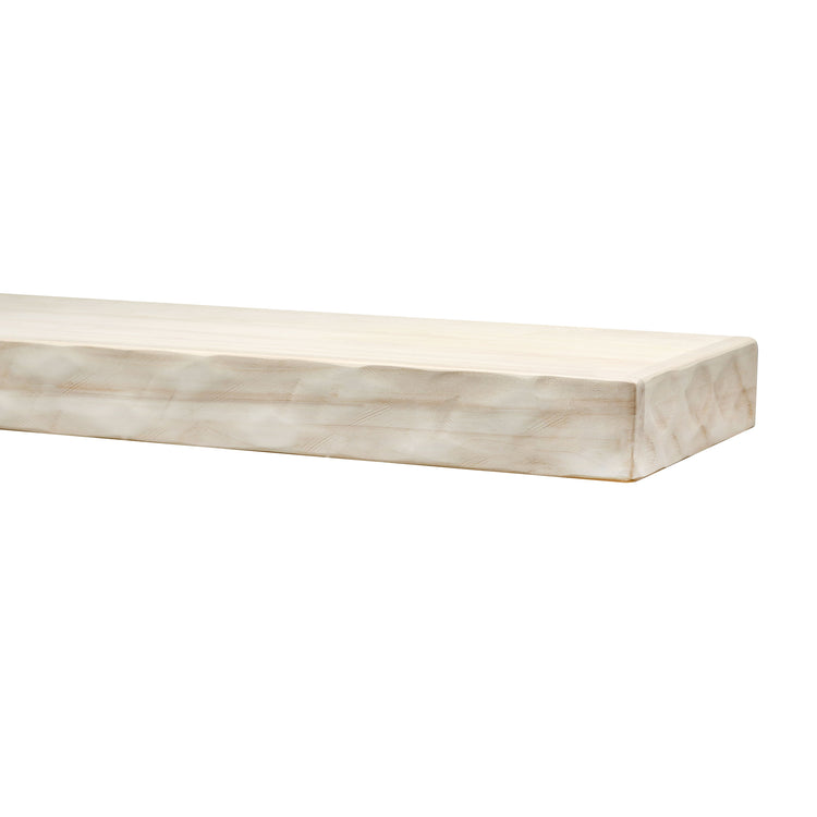 Unfinished Hewn Kitchen floating shelf by Dogberrycollections, hand-textured solid poplar wood, available in multiple sizes and finishes