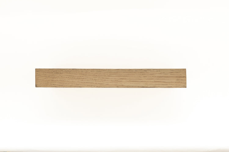 White oak floating kitchen shelves by Dogberrycollections, showcasing sleek, natural wood design for modern kitchen storage.