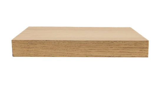 White oak floating kitchen shelves by Dogberrycollections, showcasing sleek, natural wood design for modern kitchen storage.