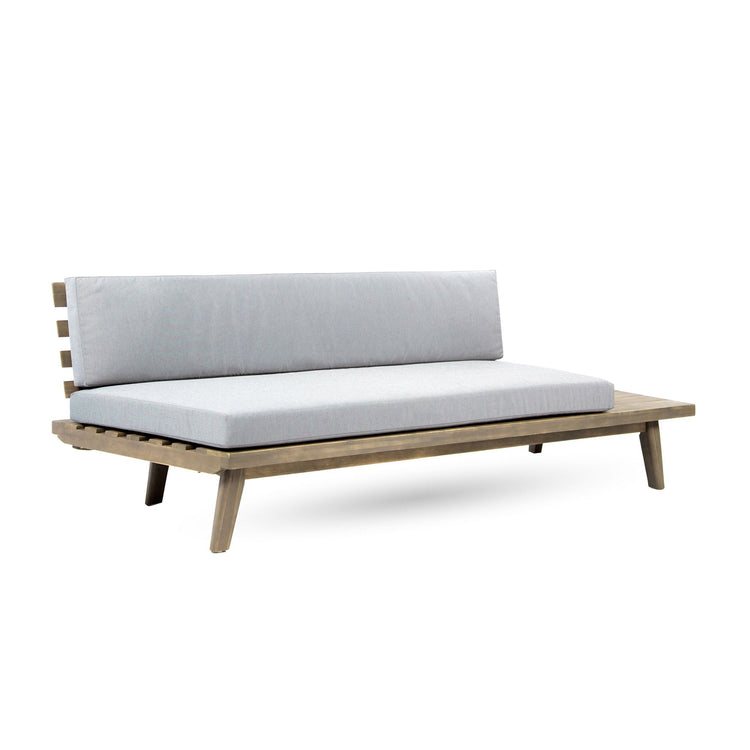 HouseOfZazla Hillcrest 2 Seater Outdoor Sofa with Acacia wood frame and cushioned seating for patio or garden use.