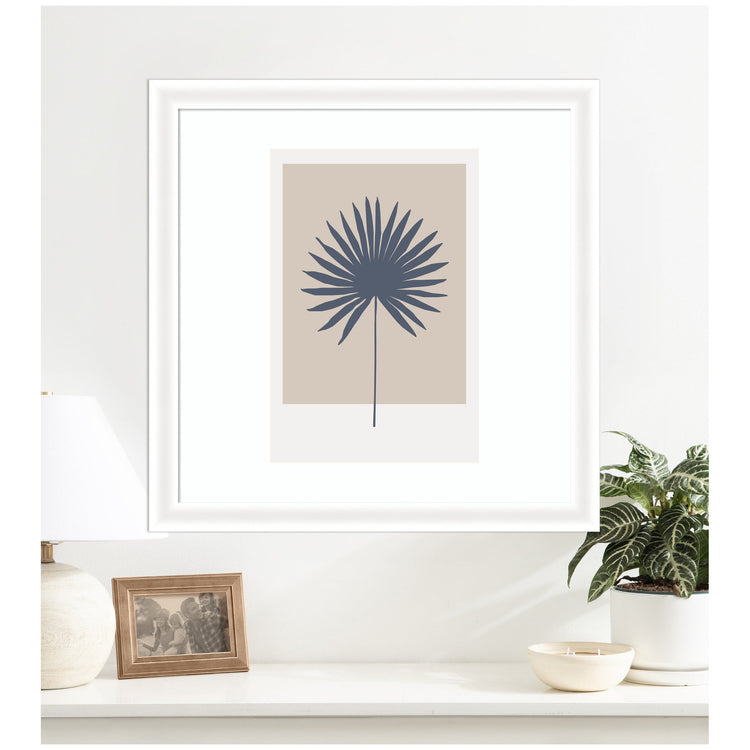 Botanical palm colorblock framed wall art by kateandlaurel, featuring vibrant tropical palm leaf print in a modern style