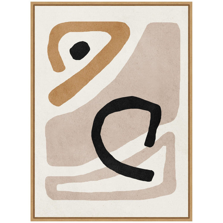 Kateandlaurel Sylvie Neutral Abstract Framed Canvas Wall Art showcasing modern minimalistic design with neutral tones.