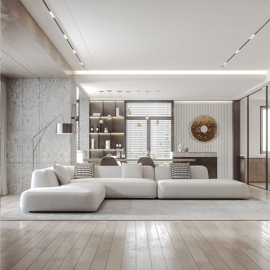 Italian minimalist modular sofa by FLIPSTYLEZLLC, featuring sleek design and Nordic modern style in a contemporary living room setting.