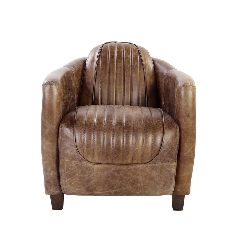 Vintage-style Brancaster Brown Grain Leather Armchair by HouseOfZazla, featuring plush upholstery and classic armchair design.