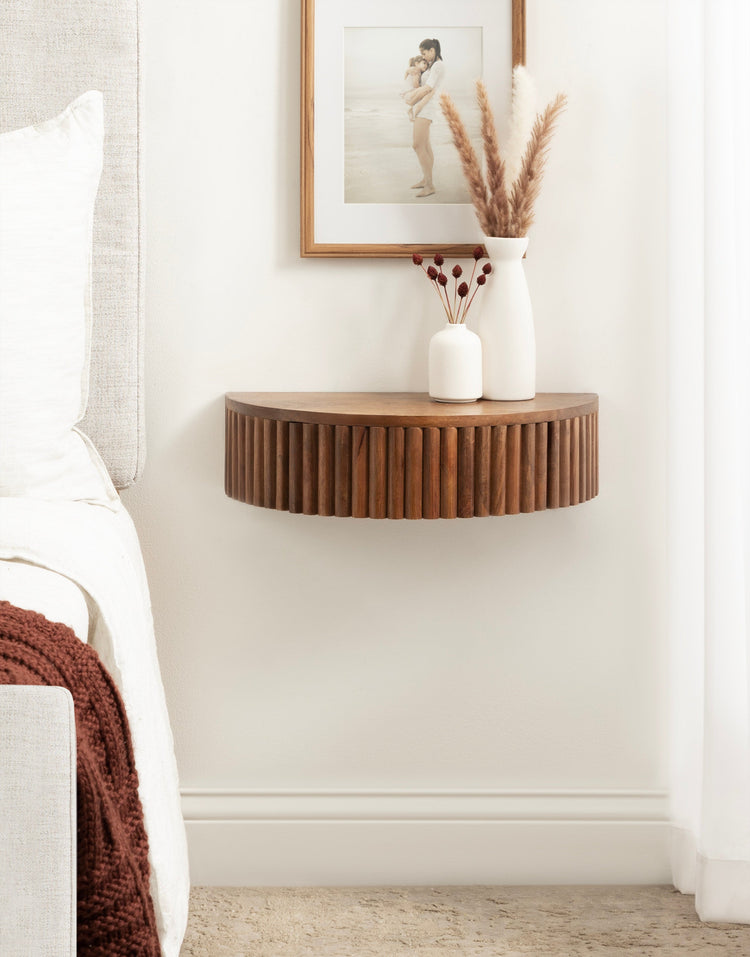 Reid Ribbed Floating Side Table | Modern Wall Mounted Bedside Table Decor