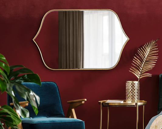 Irregular Gold Wall Mirror – Modern Vertical or Horizontal Decor - Modern Home & Kitchen