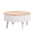 Boho farmhouse round lift-top coffee table with storage from HouseOfZazla, featuring a natural wood finish and stylish design.