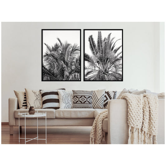Kateandlaurel Alicia Bock Palm 2-Piece Framed Wall Art Set featuring botanical illustrations on white backgrounds.