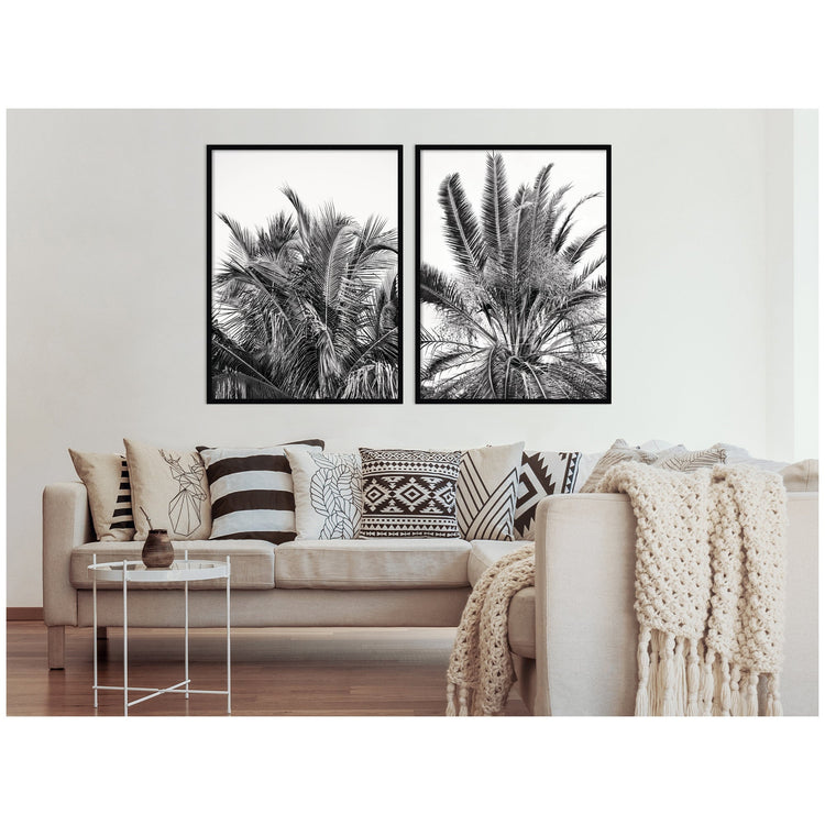 Kateandlaurel Alicia Bock Palm 2-Piece Framed Wall Art Set featuring botanical illustrations on white backgrounds.