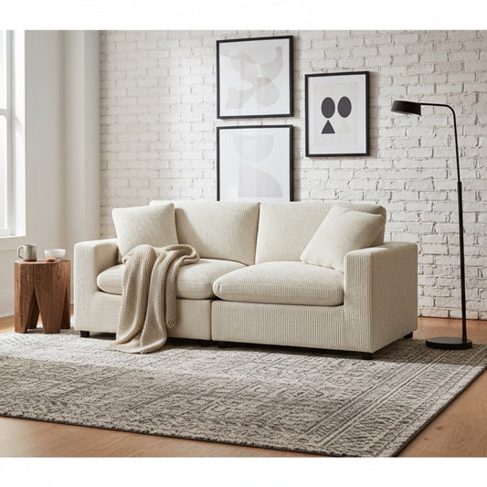 Beige Chelsea Modular 2 Piece Sofa by HouseOfZazla, plush living room couch with modern design and comfortable cushions.