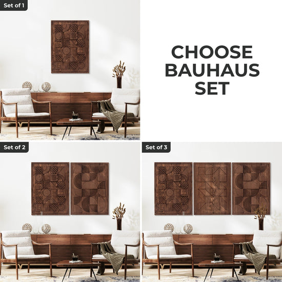Wooden Bauhaus-style geometric wall decor by Enjoy The Wood B2B, featuring modern angular design for stylish wall art.