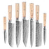 7-Piece Damascus Pattern Kitchen Knife Set – Professional Chef Blades & Melaleuca Steel Handles - Modern Home & Kitchen