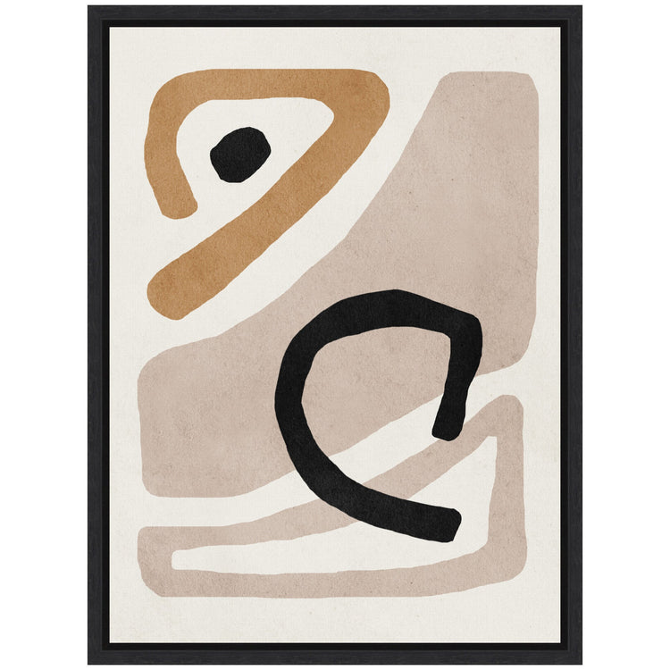 Sylvie Neutral Abstract Framed Canvas Wall Art by kateandlaurel featuring minimalist design and neutral tones for modern decor.