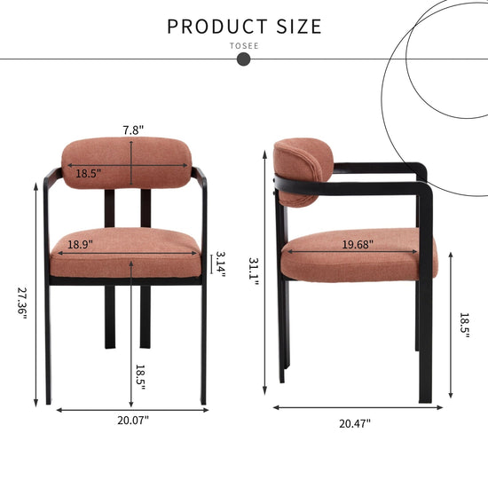 Set of two HouseOfZazla dining arm chairs with cushioned seats and wooden legs, perfect for modern dining rooms.