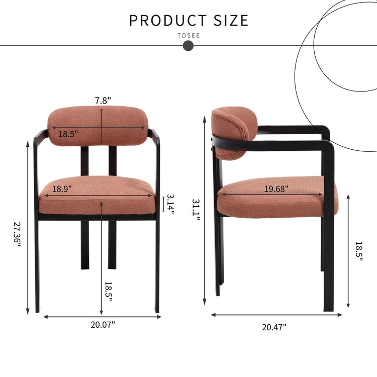 Set of two HouseOfZazla dining arm chairs with cushioned seats and wooden legs, perfect for modern dining rooms.