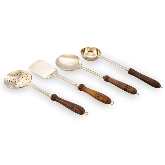 Handcrafted Brass Cooking Cutlery Set | Eco-Friendly Kitchen Tools for