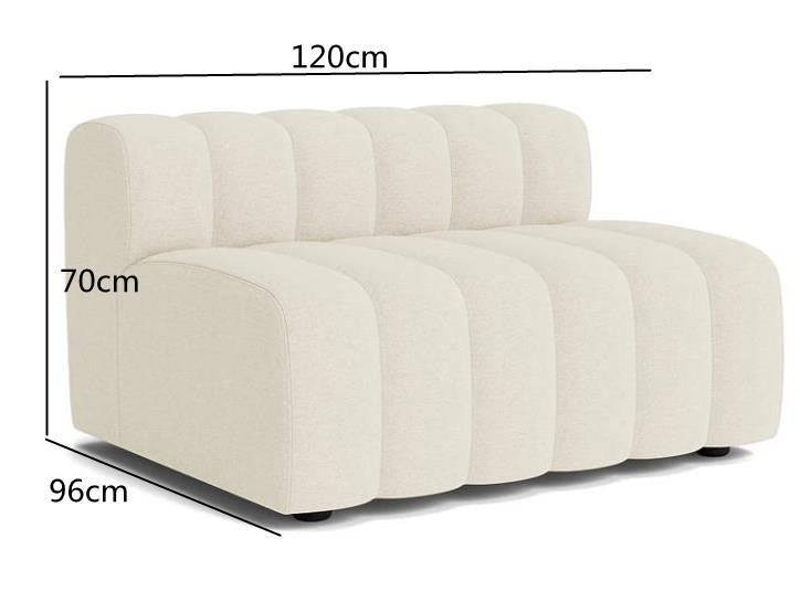 Off-white modern curved sofa by FLIPSTYLEZLLC, lamb velvet sectional couch with sleek design and plush upholstery.