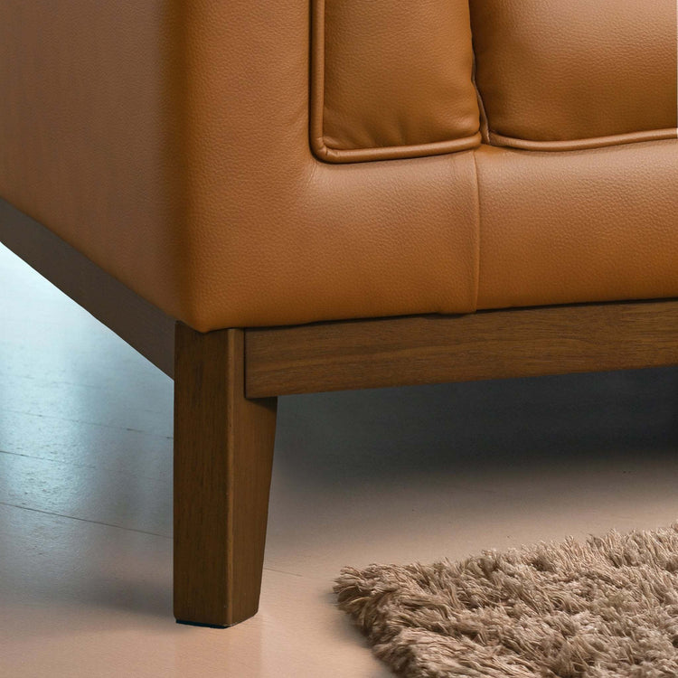 Mid Century Cognac Sofa by HouseOfZazla featuring Melissa vegan leather, stylish living room couch with sleek design.