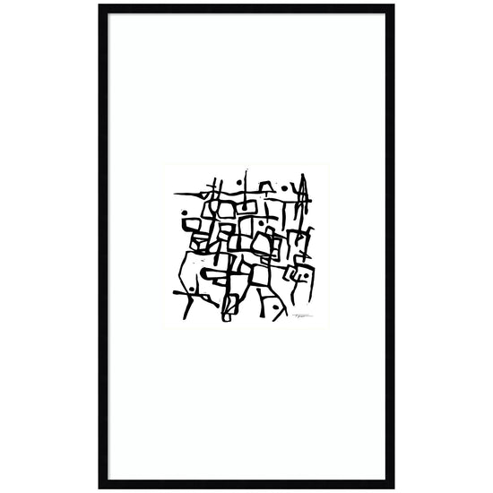 Organic Lines Grayscale framed wall art print by kateandlaurel, featuring minimalist black and white abstract design on paper.