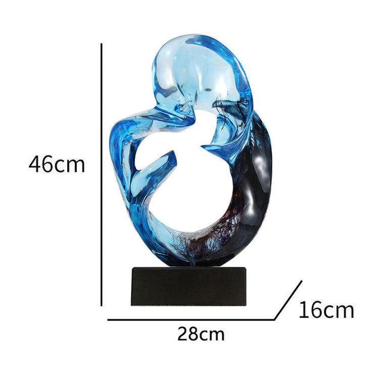 Resin Circle Sculpture — Translucent Wabi-Sabi Accent Piece in Blue or Red