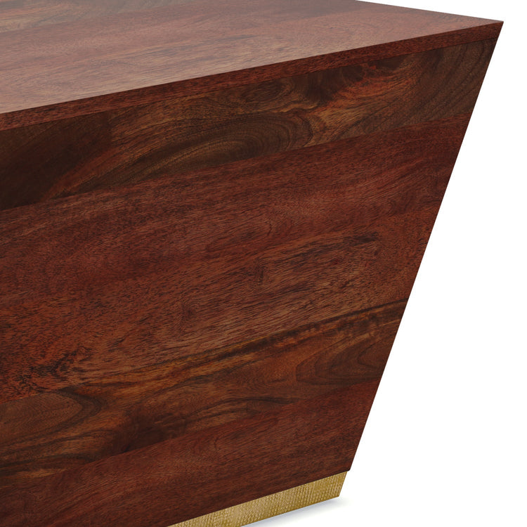 HouseOfZazla Abba Square Coffee Table in Cognac Brown Mango Wood, modern design with clean lines and a stylish finish.