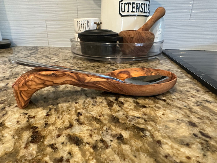 Olive Wood Spoon Rest - Modern Home & Kitchen