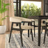 Alpine Furniture Cove curved back side chairs with wooden legs and upholstered seats, showcasing stylish and comfortable seating.