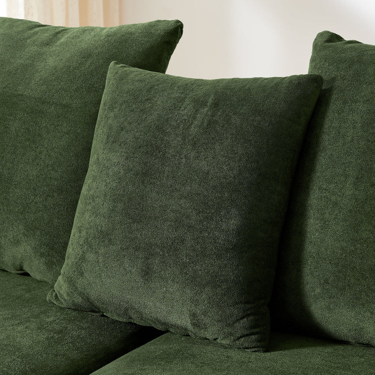 Green velvet L-shaped sectional sofa by HouseOfZazla, modern modular couch with plush cushions and sleek design.