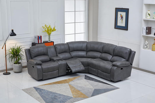 Power Reclining Bonded Leather Sectional Sofa