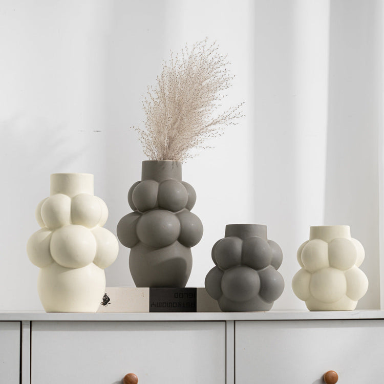 Simple Modern Bubble Ball ceramic vase by FLIPSTYLEZLLC, featuring a unique shape perfect for high-grade indoor floral decoration.