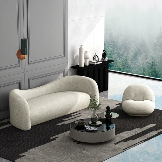 Lamb wool fabric sofa by FLIPSTYLEZLLC featuring a cozy, plush living room couch with soft wool upholstery and modern design.