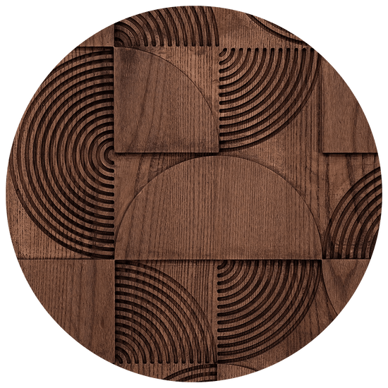 Dark walnut wooden Bauhaus wall decor featuring geometric shapes, by Enjoy The Wood B2B, perfect for modern interior accents.