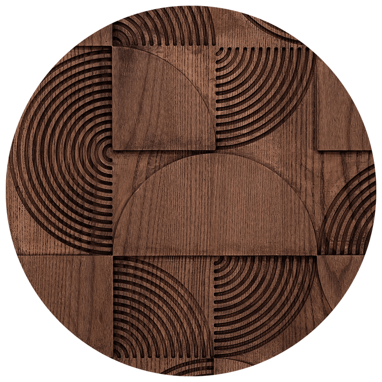 Dark walnut wooden Bauhaus wall decor featuring geometric shapes, by Enjoy The Wood B2B, perfect for modern interior accents.