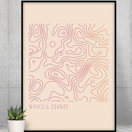 Waves and Sounds Music Poster - Modern Home & Kitchen