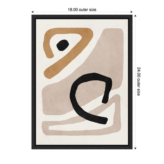 Neutral abstract framed canvas wall art by kateandlaurel featuring minimalistic design and artistic brushstrokes.